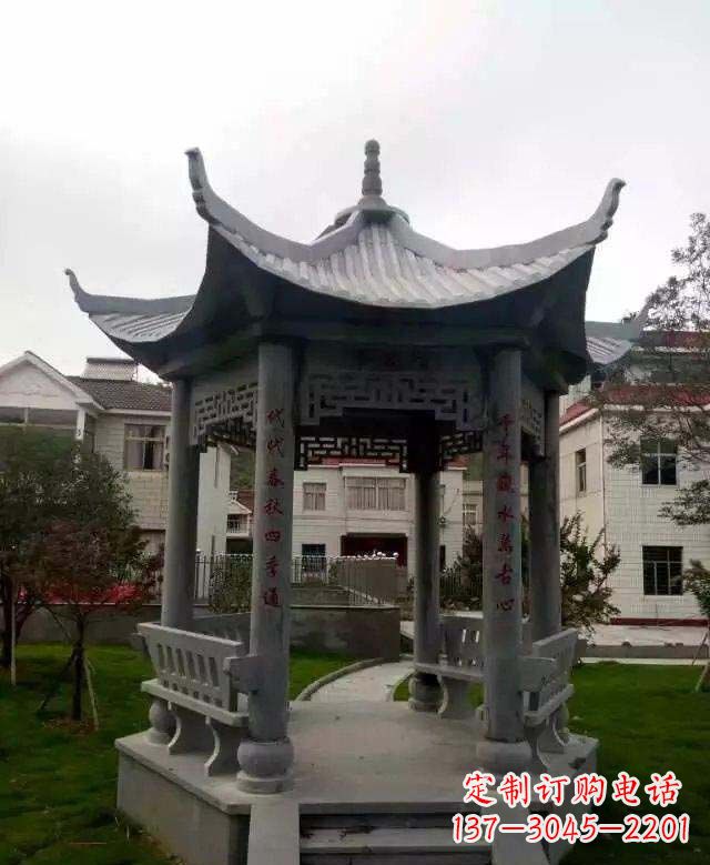 辽阳精美绝伦青石六角凉亭雕塑