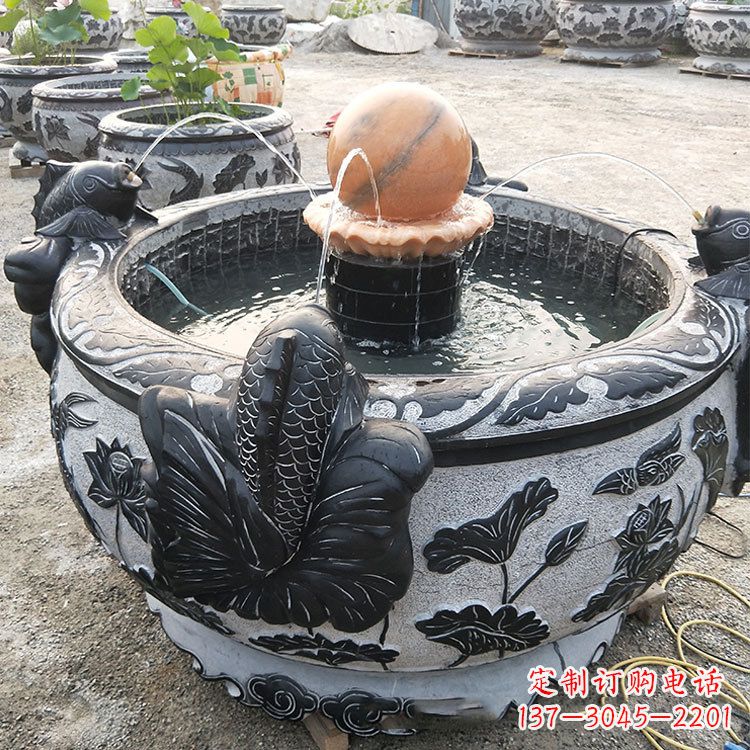 辽阳青石鱼缸雕塑,装点您的生活