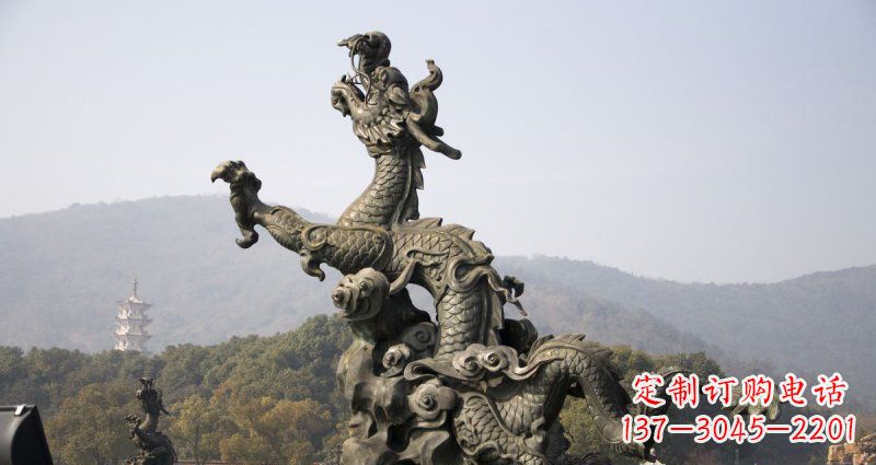 辽阳中领雕塑|传统青铜神龙出水铜雕