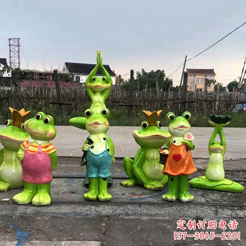 辽阳精美青蛙玻璃钢卡通雕塑