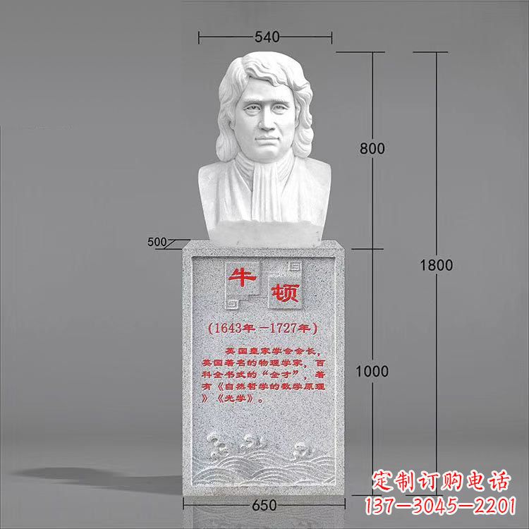 辽阳艺术精灵:牛顿汉白玉石头像雕塑