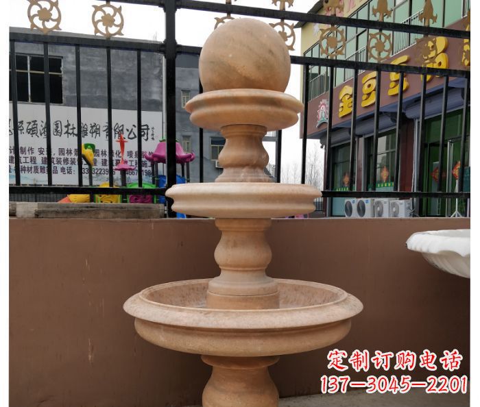 辽阳风水球石雕,晚霞红别墅装饰精品