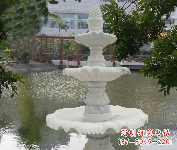 辽阳精致美观的三层喷泉汉白玉公园石雕