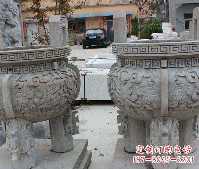 辽阳仿古足香炉石雕,带来温馨家居气息