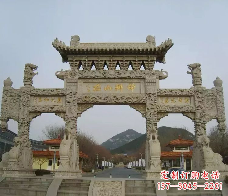 辽阳铭刻美好时光，中领雕塑牌坊石雕