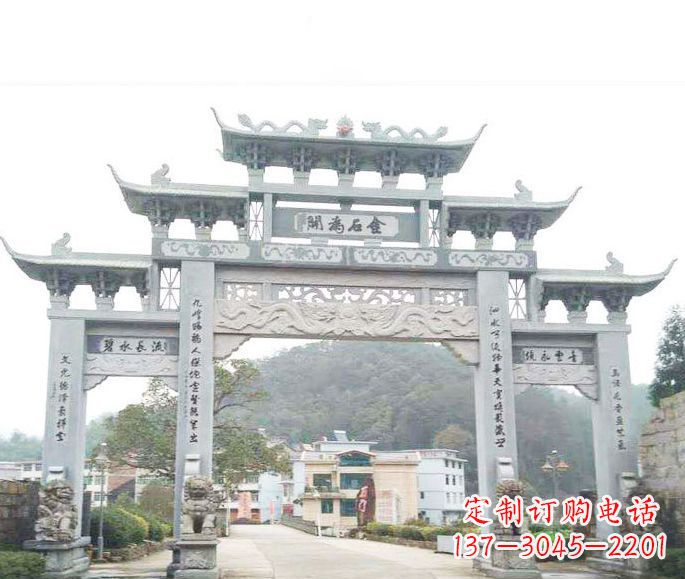 辽阳三门五楼石牌坊石雕——精美精致的多层次雕刻