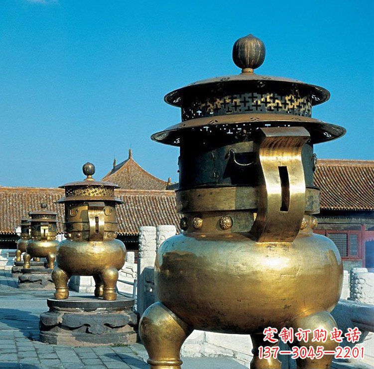 辽阳三足香炉寺庙铜雕