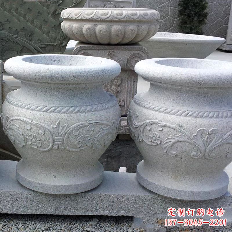 辽阳砂岩花盆石雕,搭配室内装饰空间