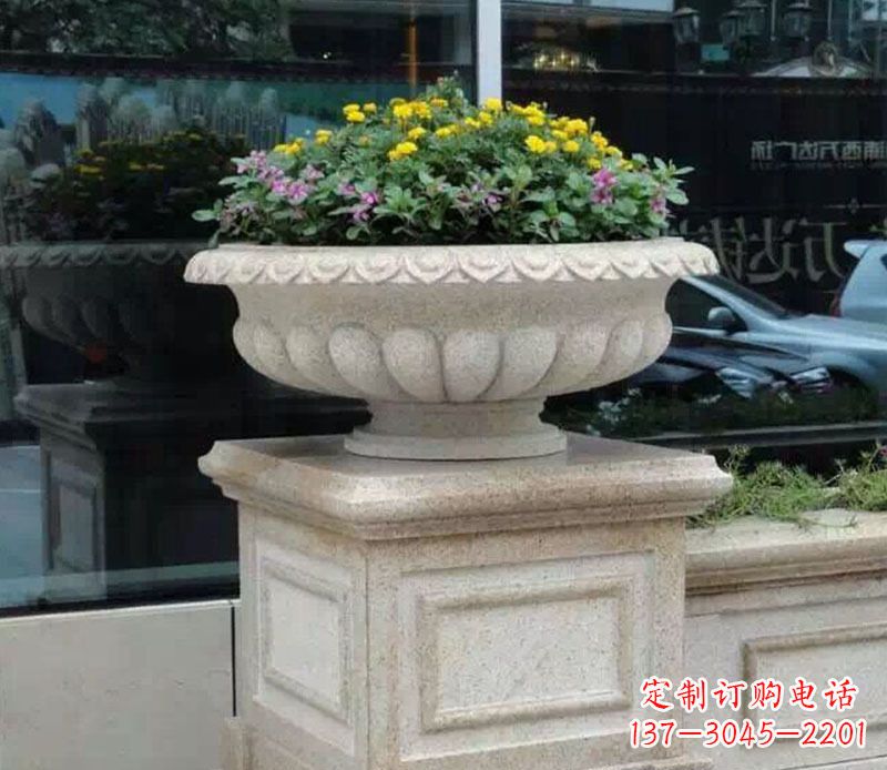 辽阳精美大理石花盆雕塑