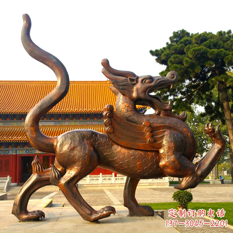 辽阳上古神兽青龙铸铜动物雕塑