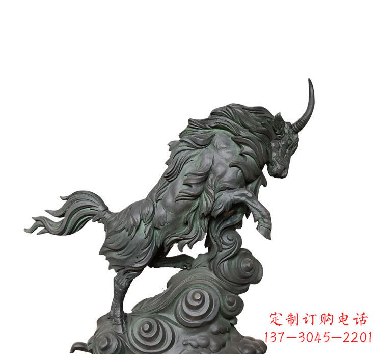 辽阳神牛踏波绸缎精美铜雕