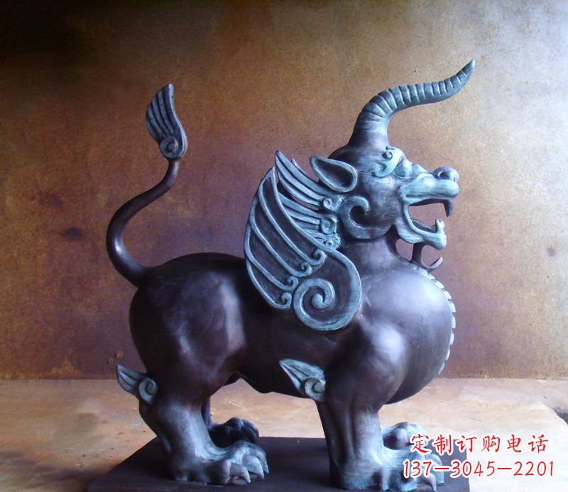 辽阳神兽独角兽铜雕塑