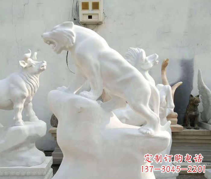 辽阳中领雕塑:汉白玉老虎雕塑