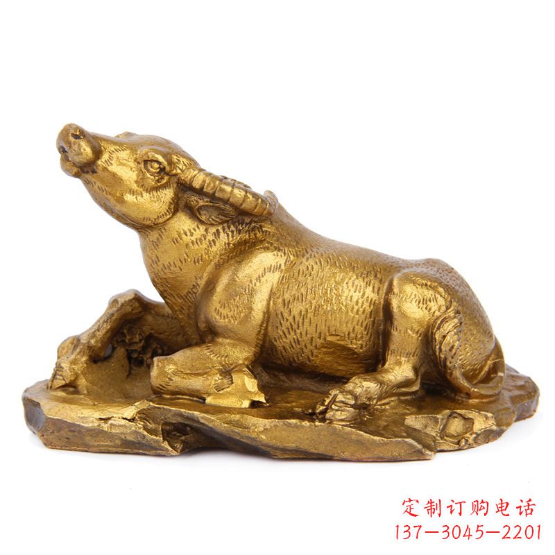 辽阳生肖牛-铸铜鎏金动物雕塑摆件