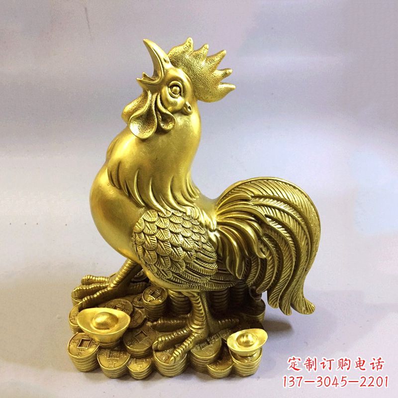 辽阳风雅纯铜抓钱鸡雕塑