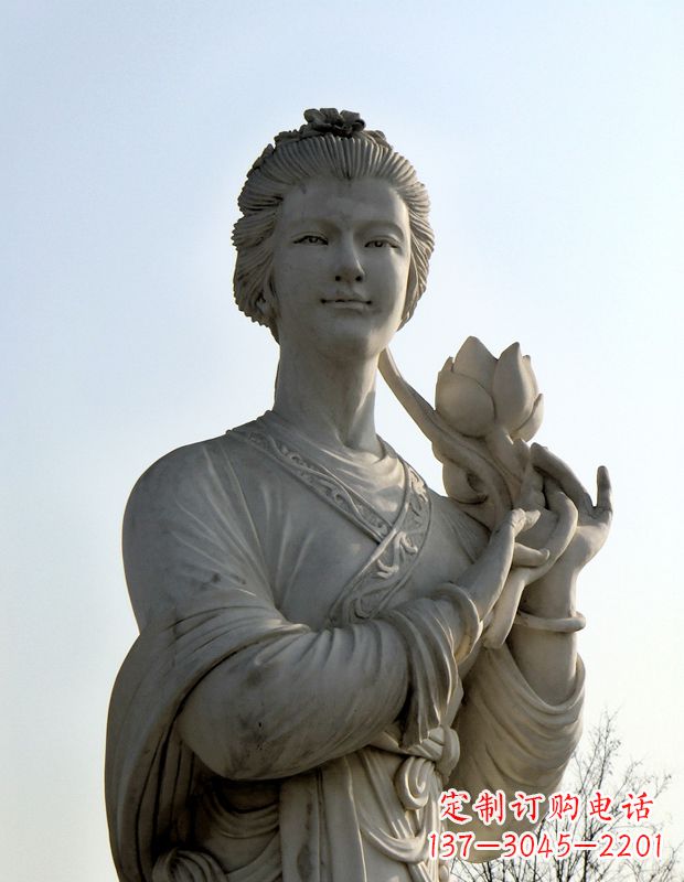 辽阳汉白玉荷花雕塑,精致美丽无双!