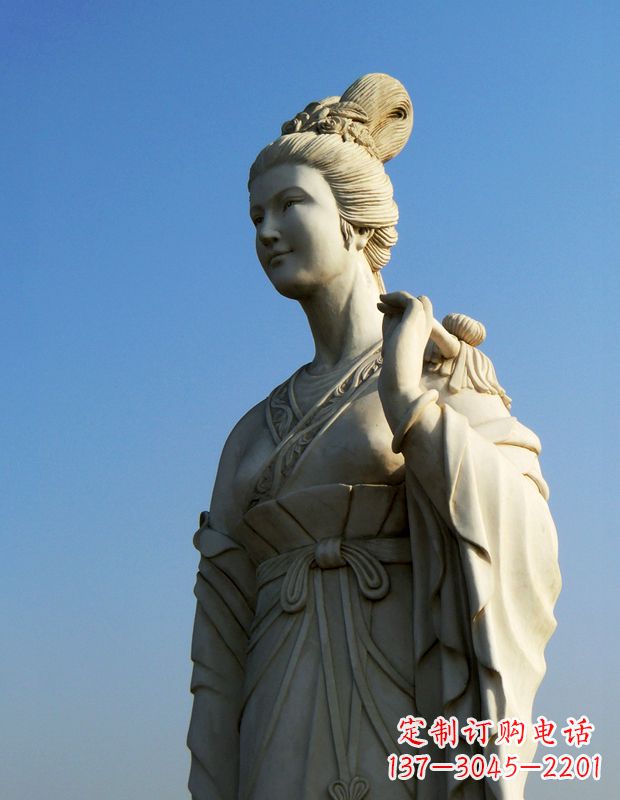 辽阳十二花神九月菊花庞苏汉白玉美女雕像