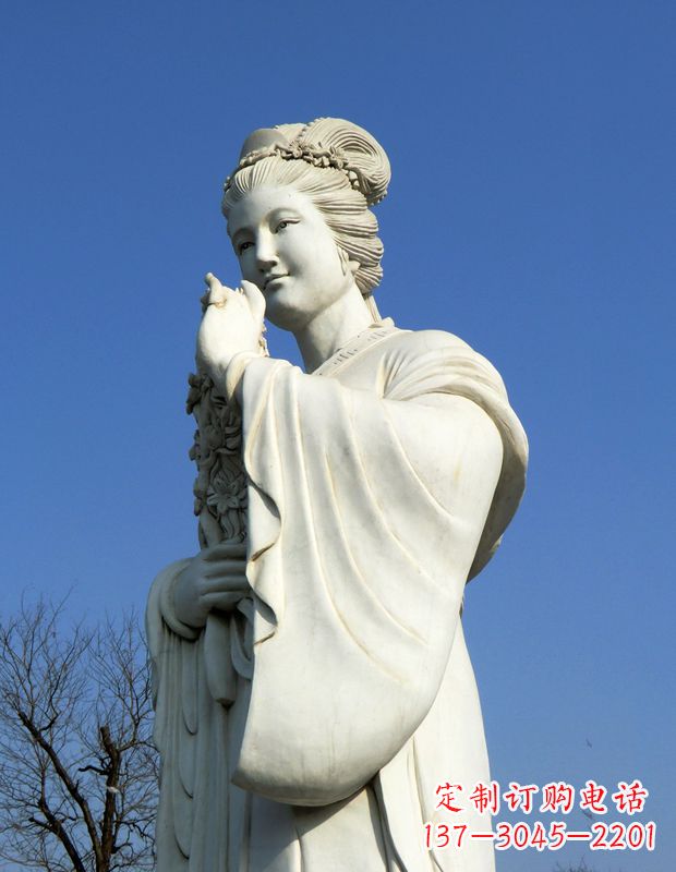 辽阳十二花神之三月桃花息夫人汉白玉精美美女雕像