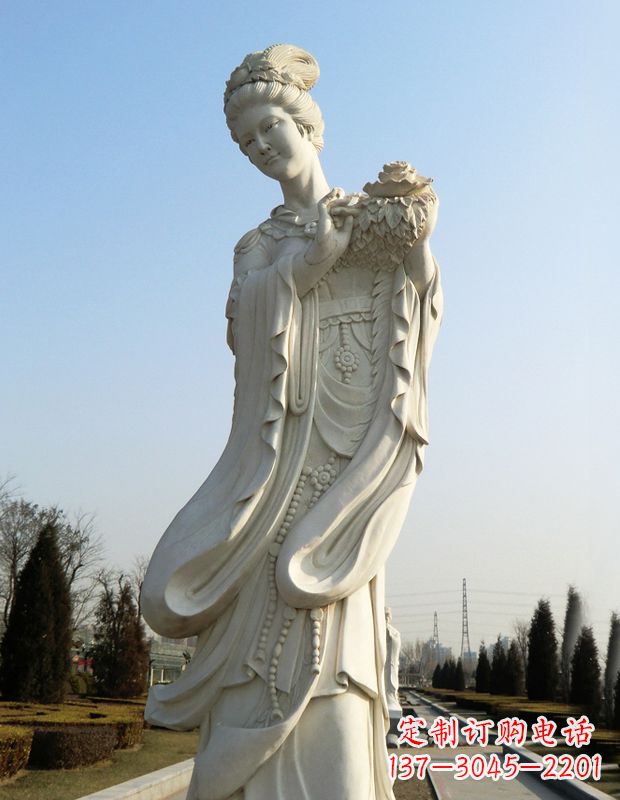 辽阳十二花神之四月牡丹杨玉环汉白玉古代美女雕像