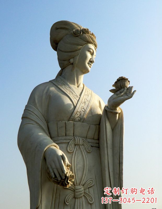 辽阳十二花神之十月芙蓉花花蕊夫人汉白玉古代美女雕像