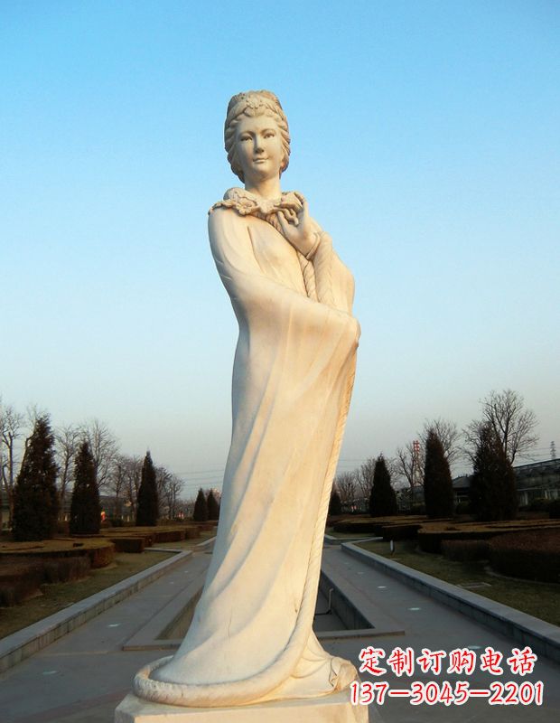 辽阳十二花神之一月梅花寿阳公主汉白玉古代美女雕像