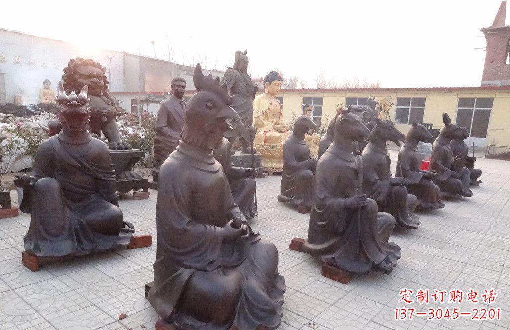辽阳十二生肖头像人物景观铜雕