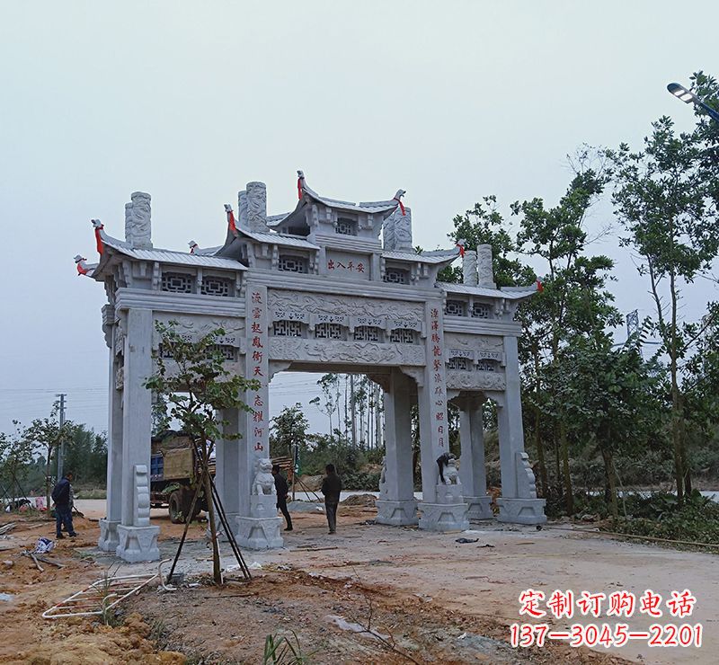 辽阳领雕塑专业定制仿古牌坊雕塑,拥有多年专业…