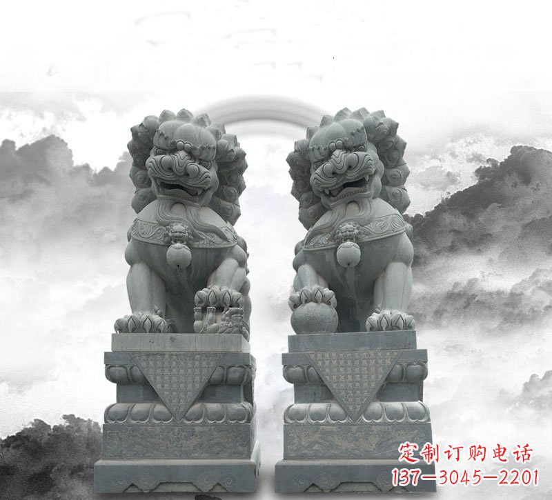 辽阳石雕大理石狮子雕塑——定制精品雕塑