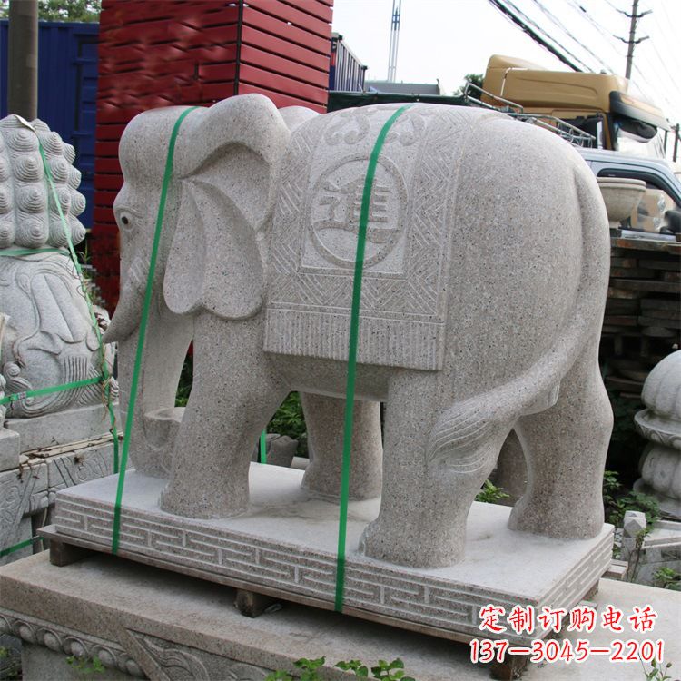 辽阳石雕大象财神