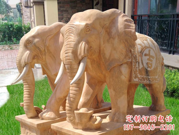 辽阳石雕大象风水的精美雕塑