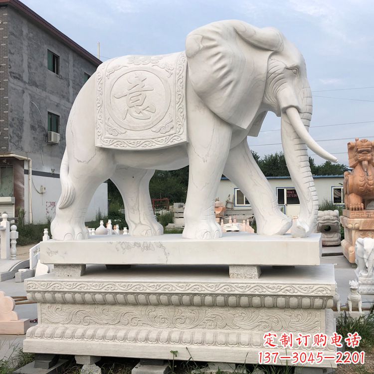 辽阳精美汉白玉雕塑:观音大象
