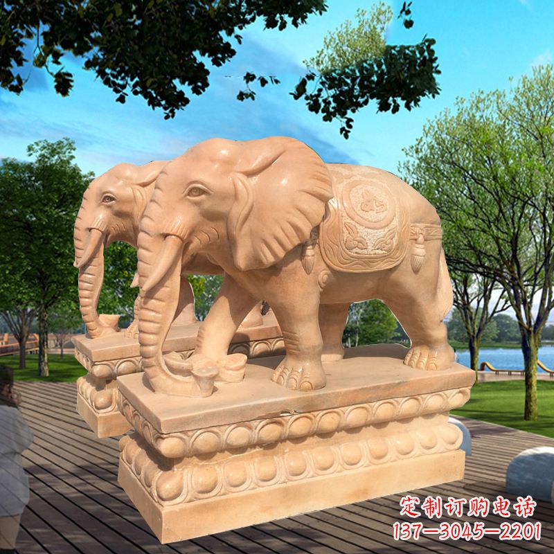 辽阳多色大象塑像,艺术雕刻体现彩色生活