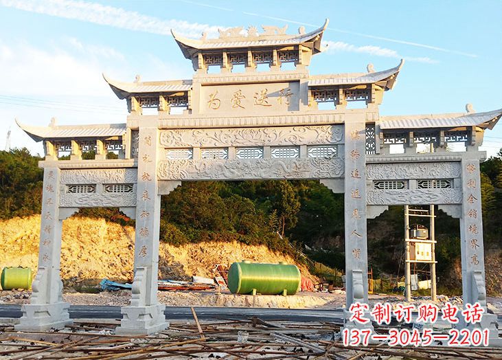 辽阳专业定制石雕道路牌坊雕塑