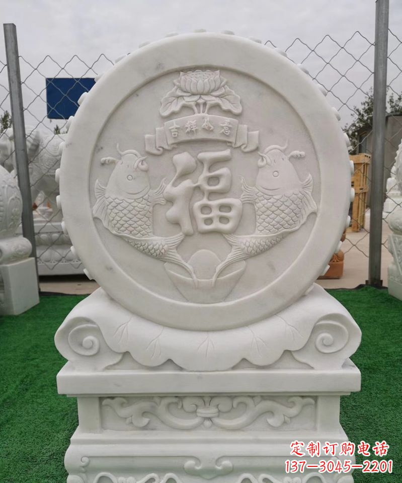 辽阳装饰福字图案的雕塑石门墩