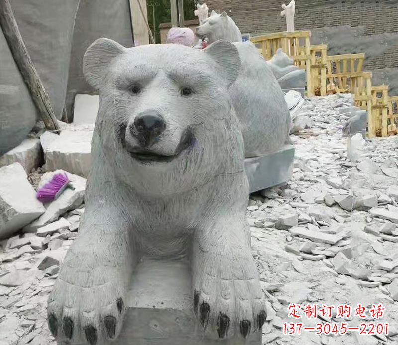 辽阳石雕狗熊动物雕塑