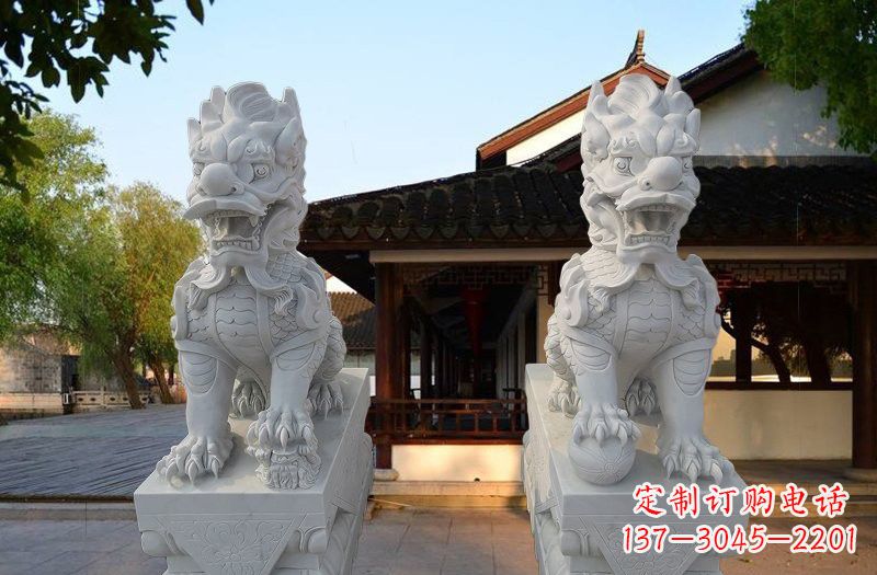 辽阳精美汉白玉麒麟雕塑