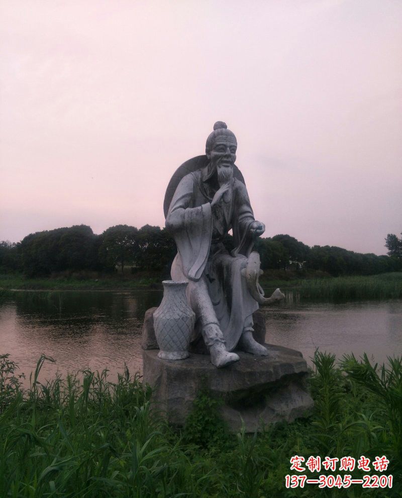 辽阳美观大气的姜太公石雕鱼钓雕塑