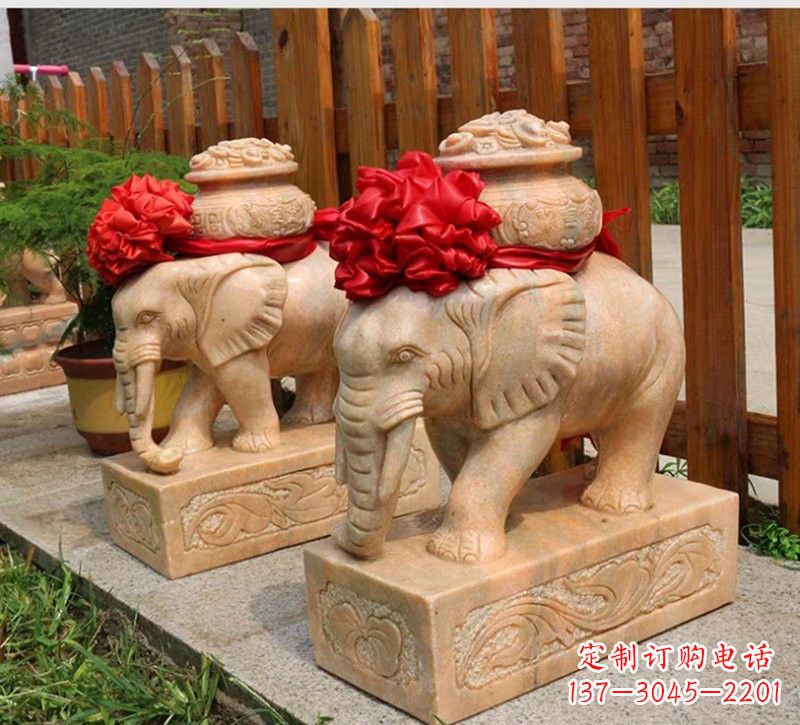 辽阳石雕聚宝盆大象