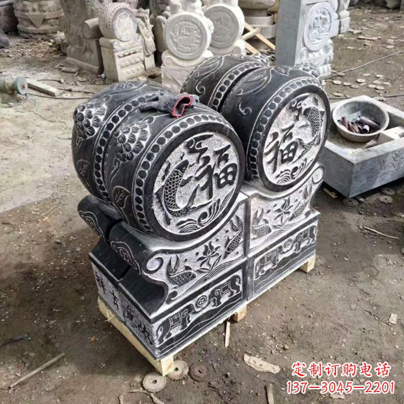 辽阳中领雕塑-石雕门墩貔貅抱鼓