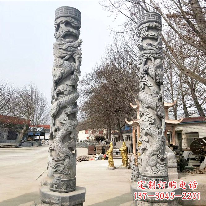 辽阳中领雕塑传统工艺制作精美石雕盘龙柱