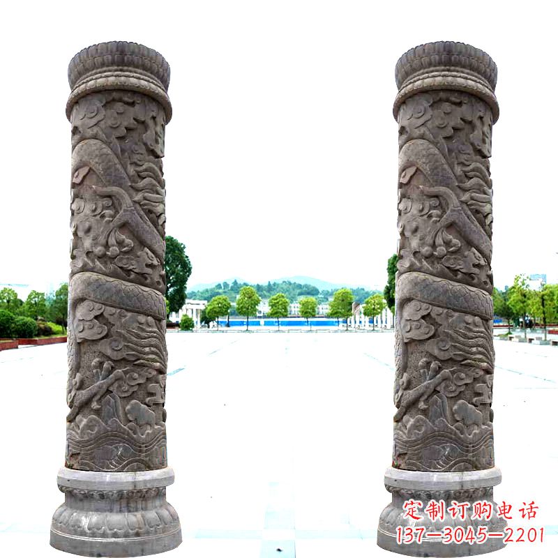 辽阳石雕盘龙柱雕塑