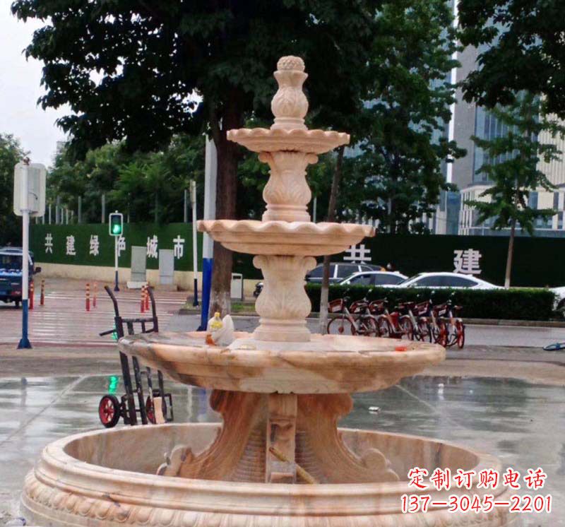 辽阳石雕喷泉钵,非凡水景体验