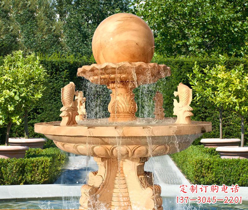 辽阳石雕喷泉鱼喷水