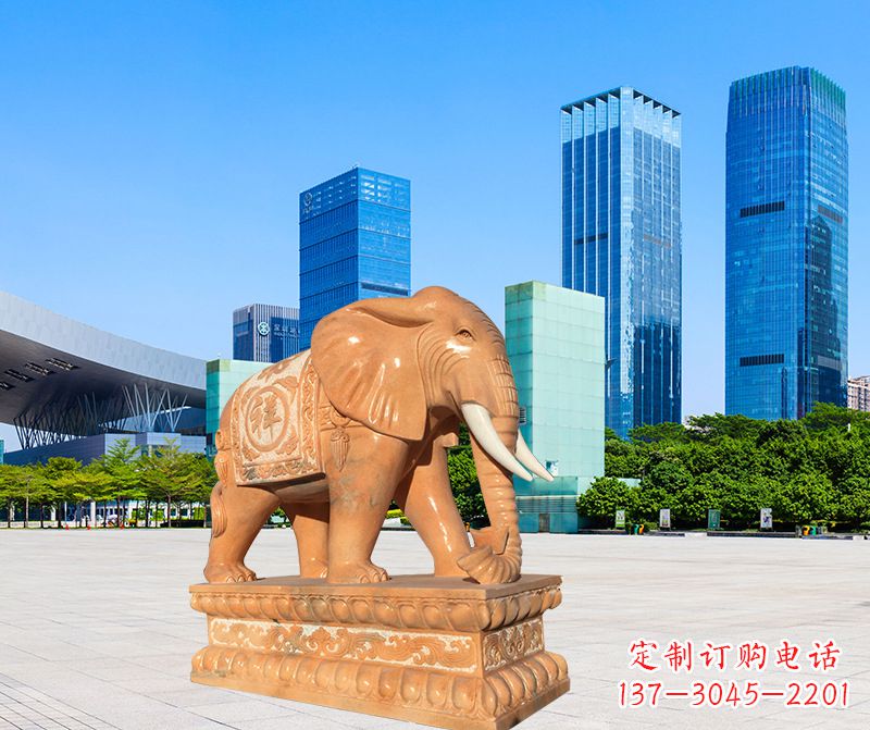 辽阳石雕喷水大象