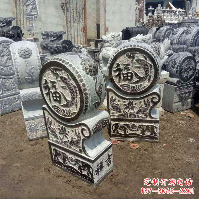 辽阳石雕貔貅抱鼓门墩雕塑