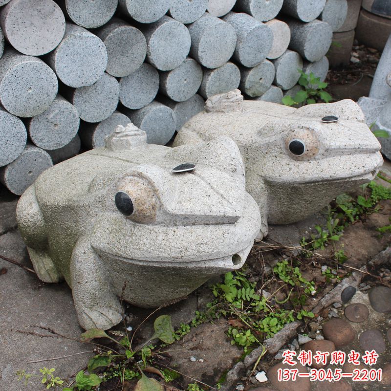 辽阳石雕青蛙喷水雕塑