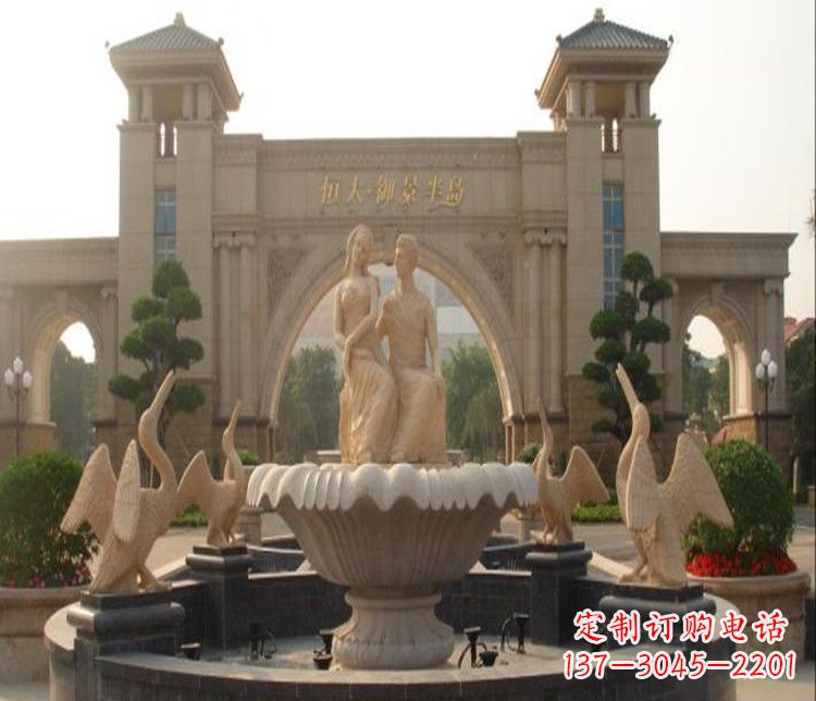 辽阳石雕西方人物喷泉雕塑