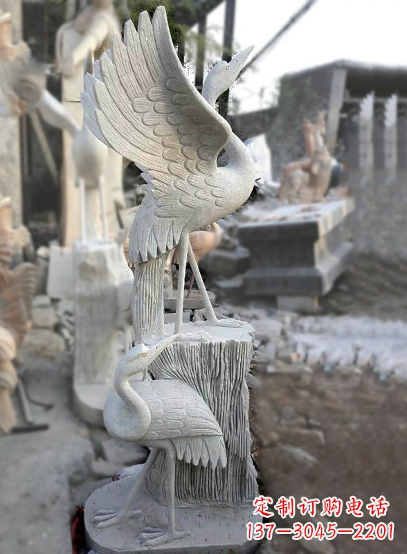 辽阳石雕仙鹤景观摆件