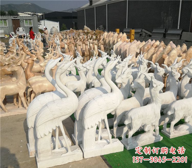 辽阳石雕仙鹤雕塑