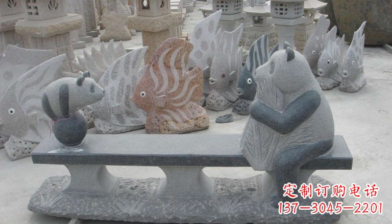 辽阳石雕熊猫座椅